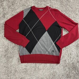 VTG Express Argyle Merino Wool Pullover Sweater Mens Medium Dark‎ Academia